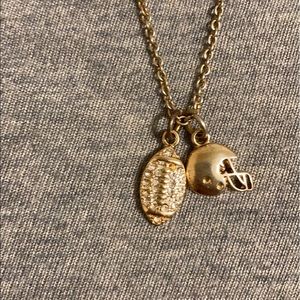CUBIC ZIRCONIA ENCRUSTED FOOTBALL NECKLACE